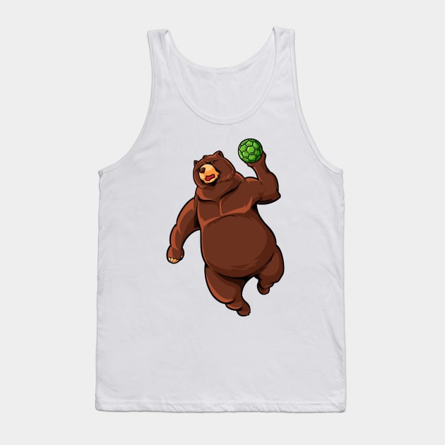 Cartoon bear playing handball Tank Top by Modern Medieval Design